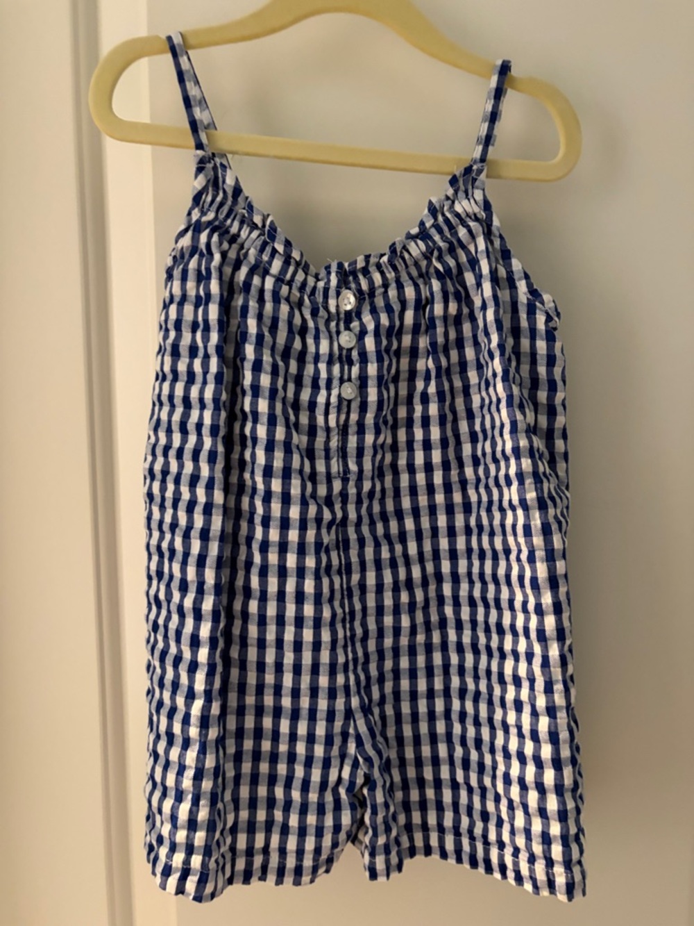 Primark Blue and White Gingham Girls' One-Piece Romper